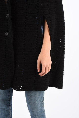 knit Openwork cape with Hood