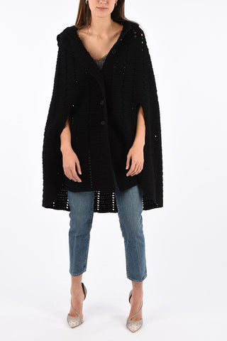 knit Openwork cape with Hood