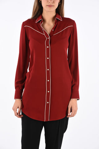 silk snap button blouse