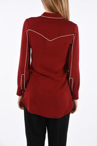 silk snap button blouse