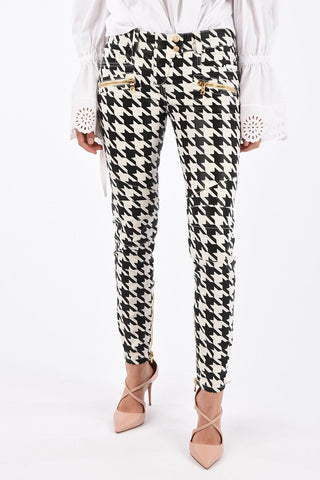 houndstooth pants with ankle zip