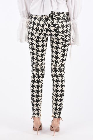 houndstooth pants with ankle zip