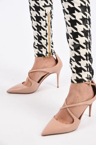 houndstooth pants with ankle zip