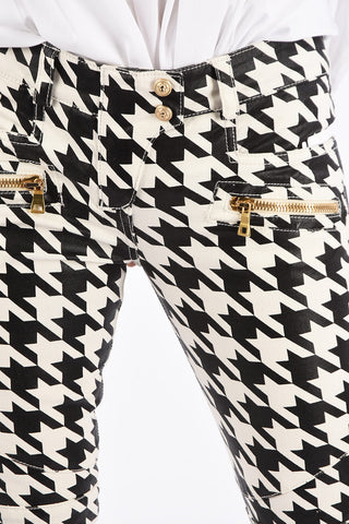 houndstooth pants with ankle zip