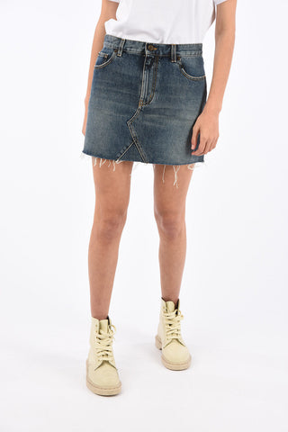denim mini Skirt with Frayed Hem
