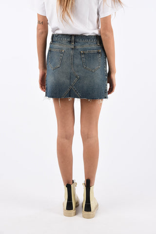 denim mini Skirt with Frayed Hem