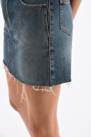 denim mini Skirt with Frayed Hem