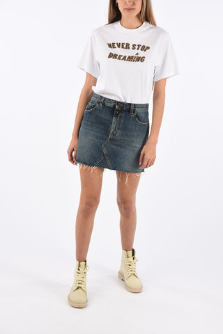 denim mini Skirt with Frayed Hem