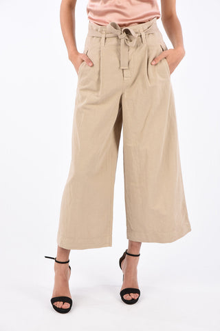 high-rise waist palazzo capri pants with belt
