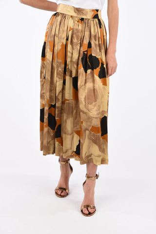 abstract print SITA flared skirt