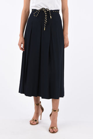 High rise flared skirt with belt