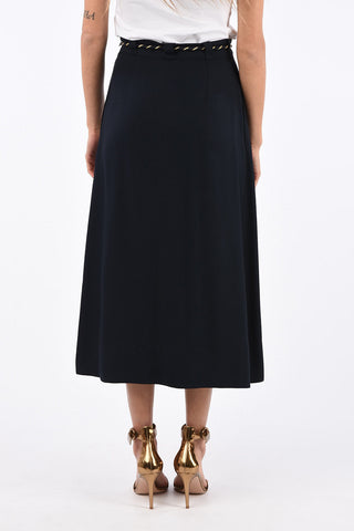 High rise flared skirt with belt