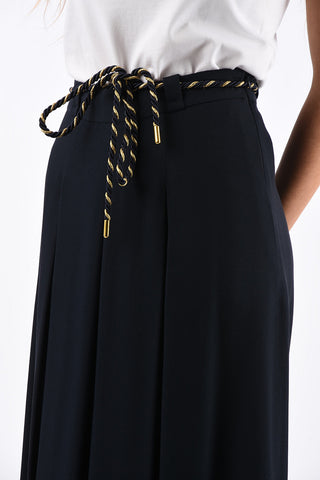 High rise flared skirt with belt
