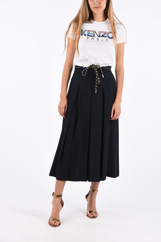High rise flared skirt with belt