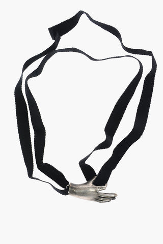 Ribbon Necklace with Silver Hand