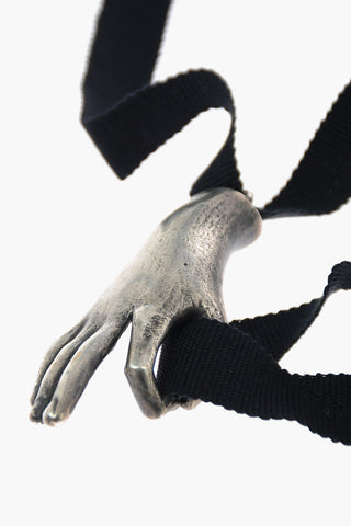 Ribbon Necklace with Silver Hand