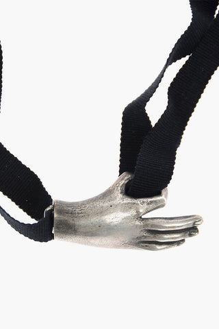 Ribbon Necklace with Silver Hand