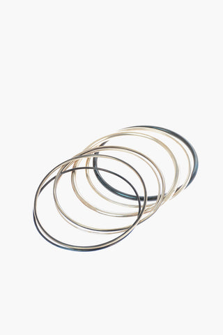 Silver 7 Bangle Bracelets Set