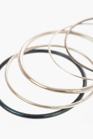 Silver 7 Bangle Bracelets Set