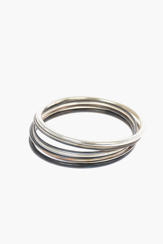Silver 7 Bangle Bracelets Set