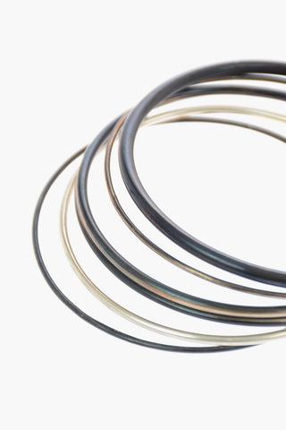 Silver 7 Bangle Bracelets Set