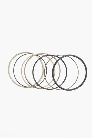 Silver 7 Bangle Bracelets Set