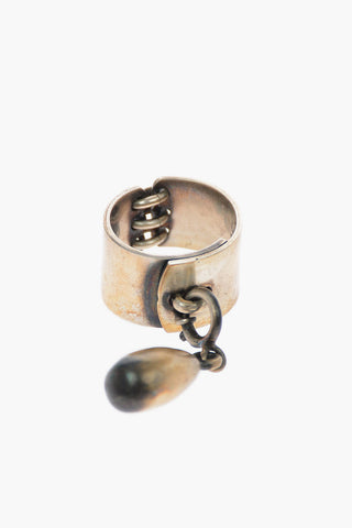 Silver LOCKING PEARL Ring