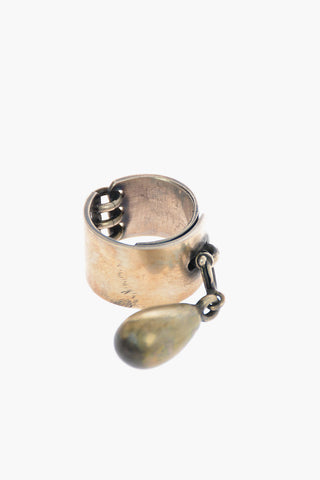 Silver LOCKING PEARL Ring