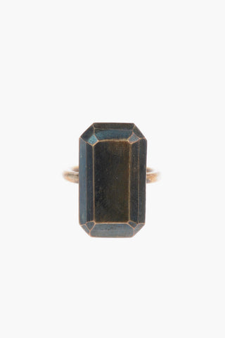Silver Rectangular Cut Band Ring