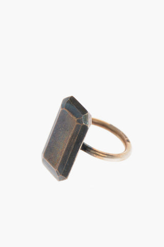 Silver Rectangular Cut Band Ring