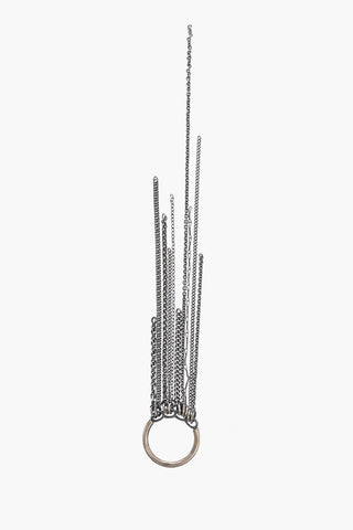 Silver Ring with Chain Pendants