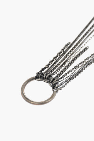 Silver Ring with Chain Pendants
