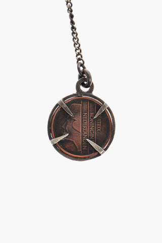 Silver Single Drop Earring with Coin Pendant