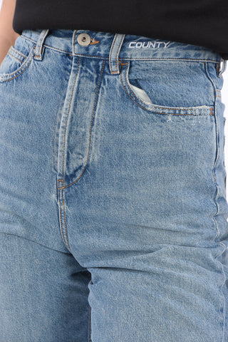 stone washed high-rise waist COUNTRY straight fit jeans