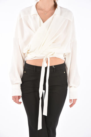 Silk Long Sleeve Wrap Blouse