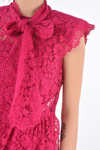 Vestito in Pizzo Macramé con Colletto Tie Neck