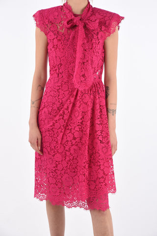 Vestito in Pizzo Macramé con Colletto Tie Neck