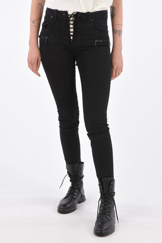 Lace up skinny fit jeans