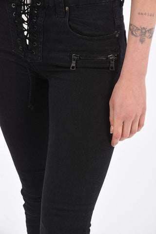 Lace up skinny fit jeans