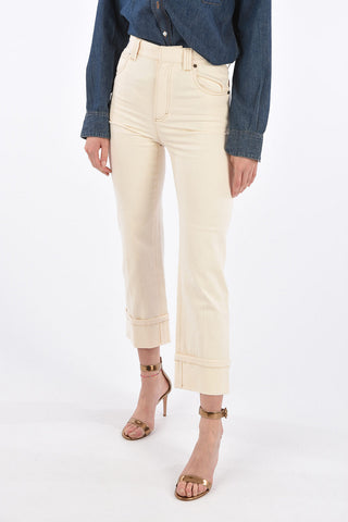 high-rise waist cuffed hem trousers