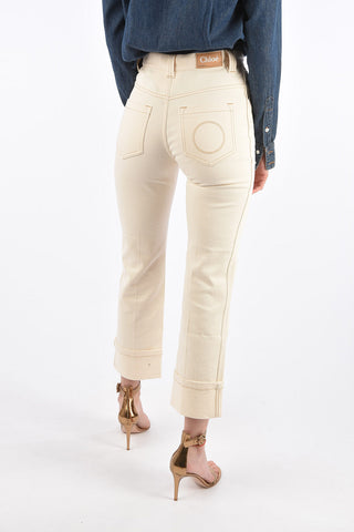 high-rise waist cuffed hem trousers