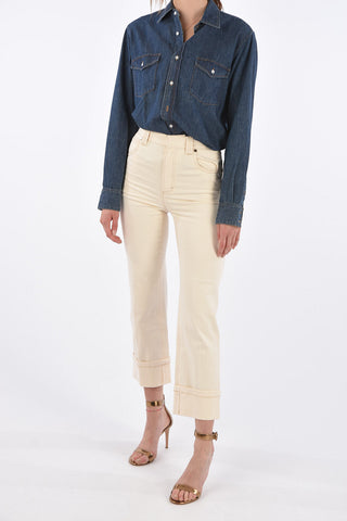 high-rise waist cuffed hem trousers