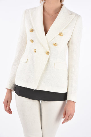 Lined Double Breasted Blazer with Peaked Lapels