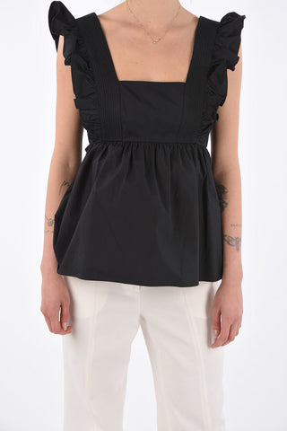 Draped Sleeve Top with Back Neckline 
