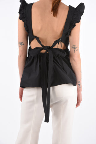 Draped Sleeve Top with Back Neckline 