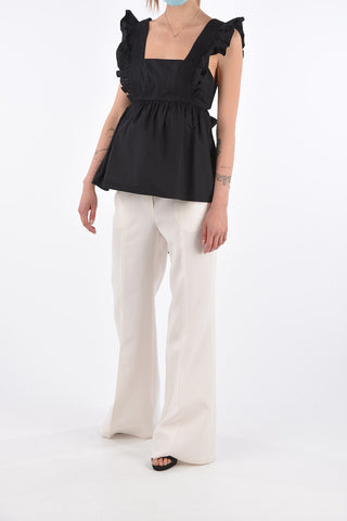 Draped Sleeve Top with Back Neckline 