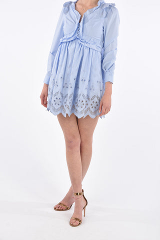 Long Sleeve Draped Mini Dress with Jetted Pockets