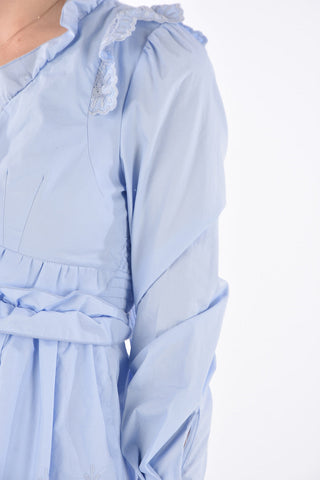 Long Sleeve Draped Mini Dress with Jetted Pockets