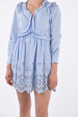 Long Sleeve Draped Mini Dress with Jetted Pockets