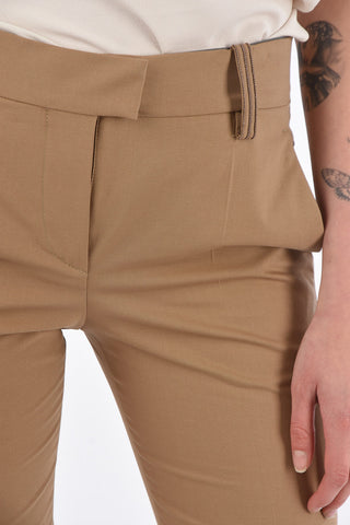 High Waist Cropped Pants with Jewel Detail